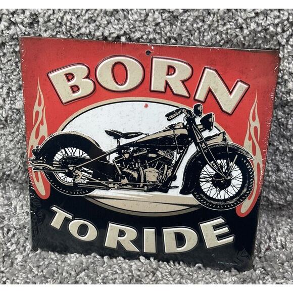 Born To Ride Wall Art Metal Motorcycle Harley Davidson Sign Home Garage Decor - Picture 1 of 9